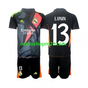 Real Madrid Andriy Lunin 13 Portiere Bambino Maglia Trasferta 2024/2025 Manica Corta